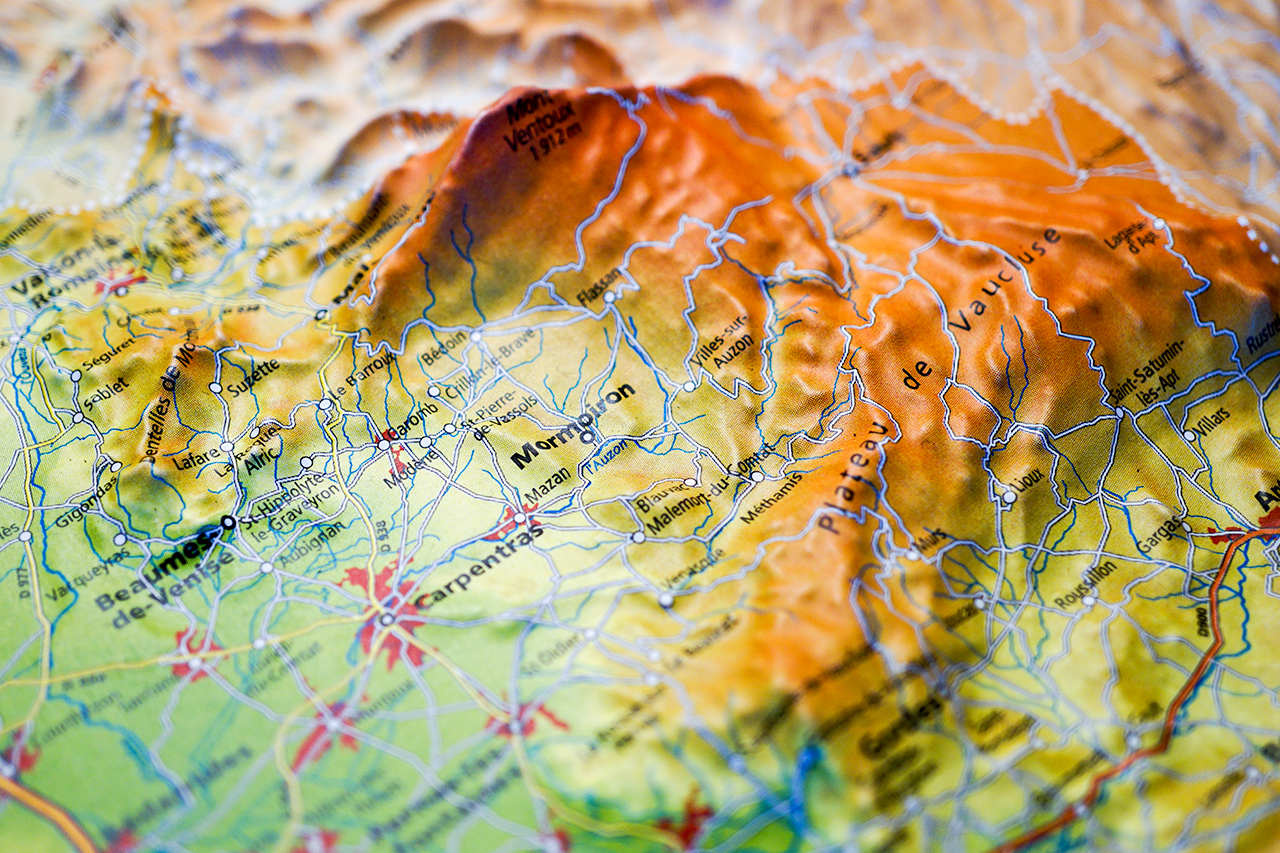 A topographical map of the Ventoux
